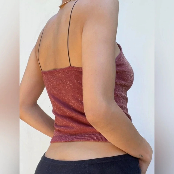 Free People | Burnt Sienna Metallic Glitter Cami (Sz S) - Picture 2 of 4